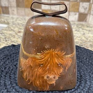 Hand-Painted Brown Highland Cow Decorative Cowbell